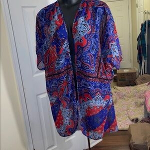 Nails at Play Paisley Kimono Robe - Red and Blue